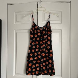 H&M | Button-down floral dress, black